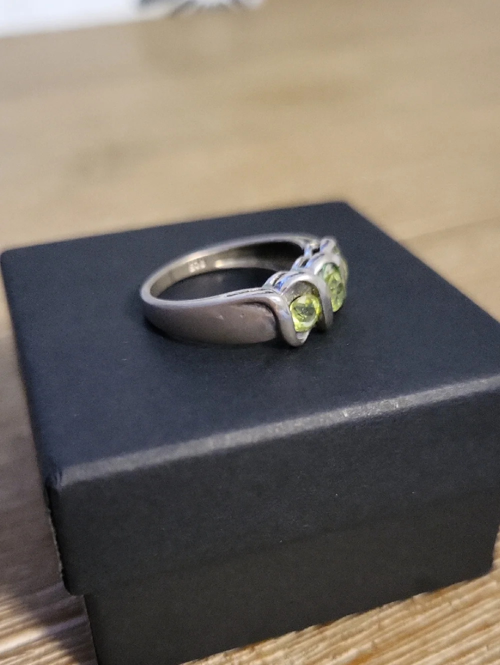 Sterling Silver Peridot Triple-Stone Ring -
